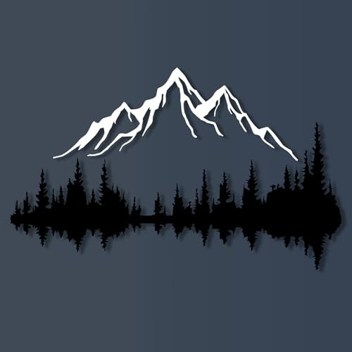 NORTH KAISER Metall Wandkunst | Berg & Wald Wanddekoration | Rustikale und Moderne Wandskulpturen für Wohnzimmer, Zuhause, Schlafzimmer, Büro, Küche und Außenbereich (Weiß, 60 x 40 cm)