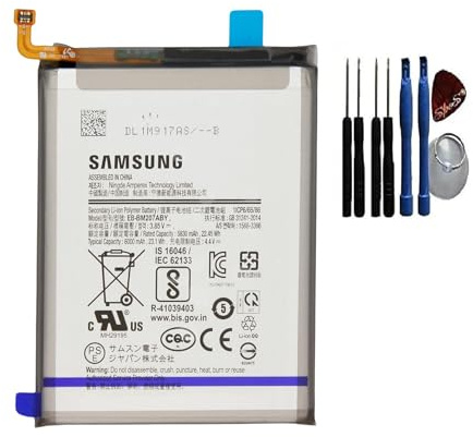 Original Samsung Ersatz-Akku für Samsung Galaxy M12 / M21 / M30s / M31 Ersatz Akku 6000mAh EB-BM207ABY Batterie Accu mit Klebestreifen Inkl. Einbauwerkzeug