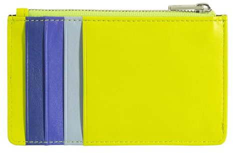 DUDU Porta Carte di Credito Uomo Donna in Pelle, Portafoglio Sottile Piccolo, 4 Porta Tessere Portacarte, con Chiusura a Cerniera Lime