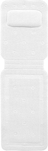 Ganzkörper Badewannenmatte mit Kissen, 3D Air Mesh Spa Badewannenkissen Matratze, Gestepptes Luft-Badbett mit Rutschfesten Saugnäpfen, Bad-Zubehör Unterstützt Nacken, Rücken und Beine Grau