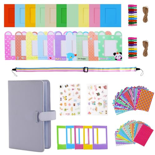 Instant Camera Accessories Bundle Compatible with Fujifilm Instax Mini 9 8 11 12 70 90 Camera Include Mini Photo Album, Film Frames, Wall Hang Frames, Border Stickers (Purple)