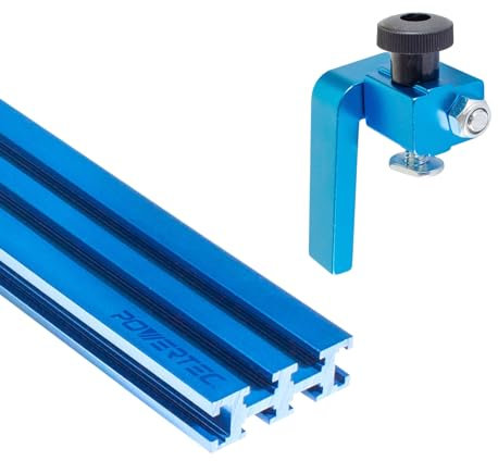 POWERTEC 72085 Multi T-Track and Fence Flip Stop Set, Universal Aluminum Extrusion T Track 36 Long x 2-1/4 High with 2-1/4-Inch Flip Stop for Woodworking
