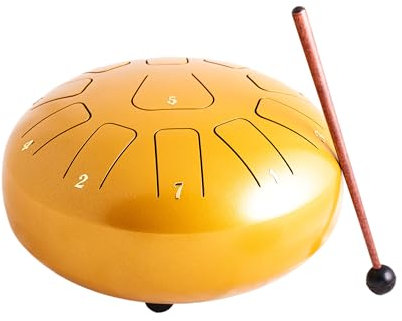 NKlaus Steeldrum F-Dur Zungentrommel 8 Zoll Handpan mit 11 Töne gold Steelpan groß 15754