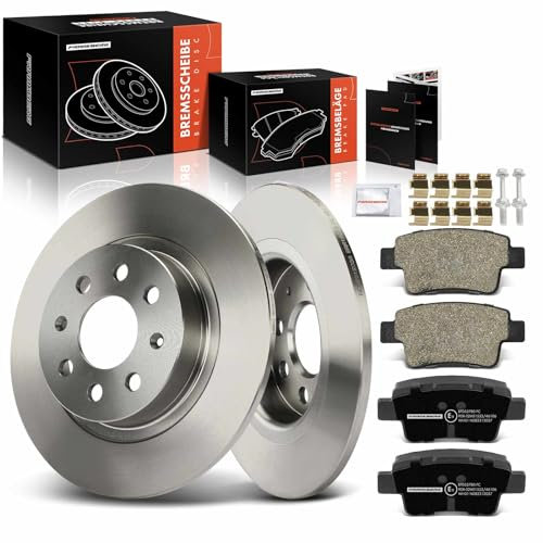 Frankberg 2x Bremsscheiben + 4x Bremsbeläge Hinterachse Kompatibel mit Grande Punto 199 2005-2012 Punto 199 2012-2023 Punto Evo 199 2009-2012 Replace# 93167282