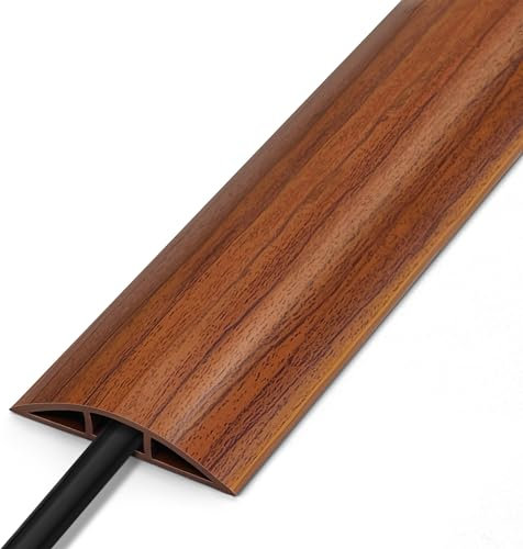 LZEOY Floor Cord Cover 4FT, Walnut Wood Grain Design, Soft PVC Cord Protector, Hide Extension Cords, Organizer Wires, Cable Cavity: 0.47 (W) x 0.24 (H)