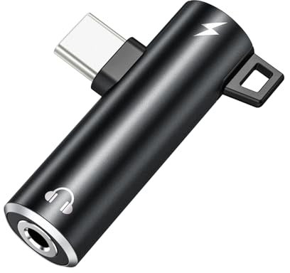 Coolden USB C Adapter USB C auf Klinke Kopfhörer Adapter und Laden 2 in 1 USB C auf 3,5mm Klinke Audio Aux Adapter Kompatibel mit iPhone15, Galaxy Serie, iPad, Huawei, Xiaomi, OnePlus usw Schwarz