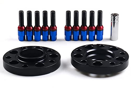GFDSGRE Spurverbreiterung 20mm 5x120mm 72,56 mm Hubcentric Wheel Spacer M14X1.25 Tapered Bolts Anpassung Passende Verwendung für BMW f Serie F10 F12 F13 F01 F02 F30 Spurplatten(Blue Bolts)