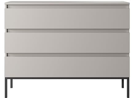 Selsey Kommode Schrank Aufbewahrungsschrank 100 cm Mit 3 Schubladen Taupe Schwarze Beine Bemmi