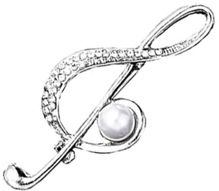2 Stück Doppel-Pack Notenschlüssel Violinschlüssel Brosche Musiknoten Brosche mit Perle