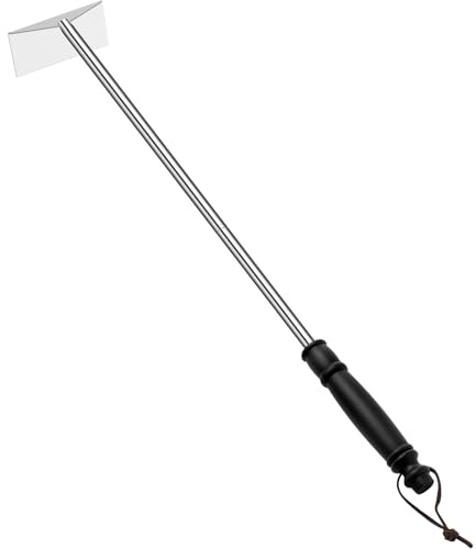 Grilliance Charcoal Grill Ash Rake Hoe for Fireplace Wood Stove Pizza Oven, Stainless Steel BBQ Cleaner Poker Scraper, Elongated Cleaning Tool Accessories for Smoker, Ceramic, Kamado, Vision Grills