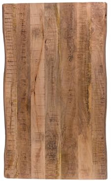 SAM Holzplatte 120x60 cm Toni, Tischplatte aus Mangoholz massiv + raue Oberfläche, Baumkanten-Platte für Heimwerker, geeignet für Arbeitsplatten, Tische & Fensterbretter
