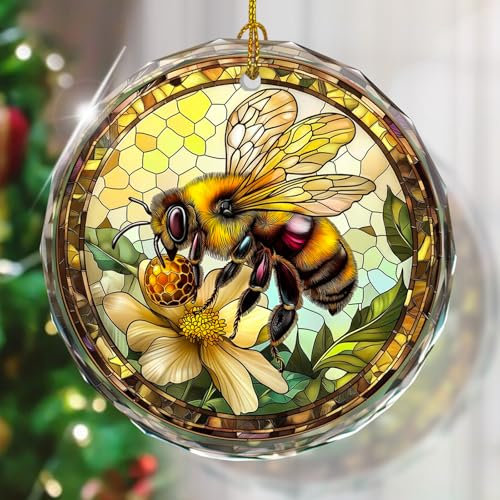 Glasmalerei Bienen-Ornament - Weihnachtsbaumschmuck, Geschenkidee