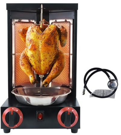 Kadxyan Máquina Eléctrica De Parrilla Shawarma, Máquina Doner Kebab, Parrilla Vertical, Horno Gyro Rotisserie con Tubos Calefactores Cuerpo De Acero Inoxidable para El Hogar Restaurante Cocina
