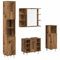 vidaXL 4-TLG. Badmöbel-Set Altholz-Optik Holzwerkstoff, Badmöbelset, Badezimmerschrank, Unterschrank Bad, Badmöbel, Unterschrank Badezimmer