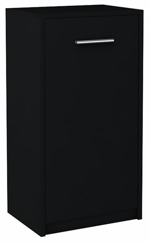 MATKAM Elegante Kommode BODO 1D, H/B/T 75 x 40 x 35 cm im modernen Design mit Regal und Tür (Schwarz)