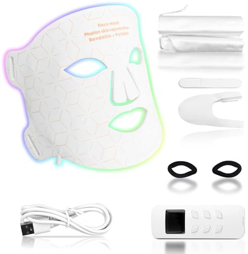 LED Gesichtsmaske Rotlichttherapie,LED Maske Gesicht Lichttherapie,Lichtmaske Gesicht mit Rotlichtlampe,Rotlichtmaske Silikon für Aufhellung,Anti-Aging,für zu Hause für alle Hauttypen