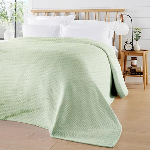 Olivia Rocco Florian Plaid 100 % coton à carreaux pour canapé, fauteuil, canapé, lit, couvre-lit, 180 x 250 cm, vert sauge