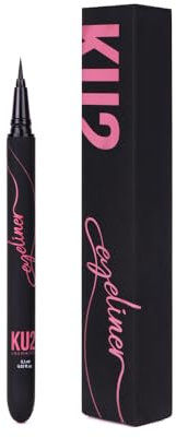 KU2 Cosmetics Eyeliner Wasserfest mit Ultra-Präzisem Pinsel | Kajalstift Schwarz für Augen Make-up | Make Up Pen für Makellose Looks den Ganzen Tag
