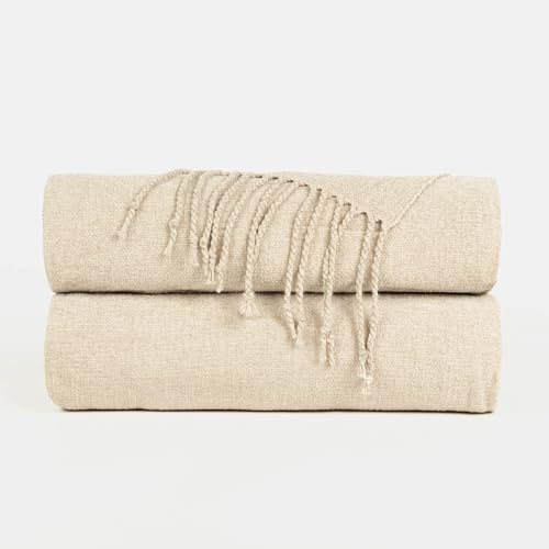 TRAMAS+ Manta Plaid de Chenilla Sofá y Cama - Confort y Elegancia en tu Hogar (120x190cm) - Topo