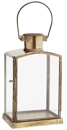 Madam Stoltz Glaslaterne mit Henkel 17,5 cm antik Messing