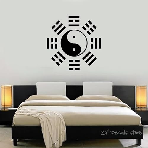 MIAOKEJIA Yin Yang Orientalisches chinesisches Symbol Wandtattoo Tai Chi Wandaufkleber Kunst Wandaufkleber Innendekoration Wohnzimmer Schlafzimmer Wandtattoo