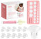 RAMXCION Nipple Rulers with 10PCS Flange Inserts 13/15/17/19/21mm Compatible with 24mm Flanges/Shield of Most Breast Pumps, Soft Silicone Flange Sizing Kit Breast Pumps Accessories for New Moms