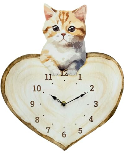 abc HOME | Wanduhr Katze | Quarzuhrwerk | batteriebetrieben | 37 cm H