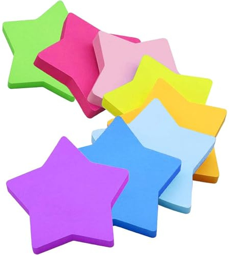 jatimdotin 8 Blöcke Haftnotizen, 70 x 70 mm Stern, 560 Sheets | Acht brillante Farben, Page Marker für Checklisten und To dos, gut beschreibbar, wiederablösbar ohne klebrige Rückstände