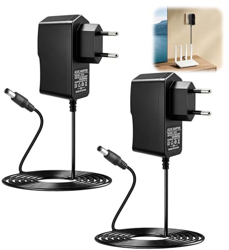 Adaptador de Corriente 12V 1A, Alimentador 12W, Cargador 12V, Fuente de Alimentación AC Adapter 100 240V 50 60Hz, Conector DC 5.5mm x 2.5mm para Cámara CCTV Tira LED Caja de TV, Router, Cable de 1m