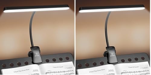 Glocusent 57 LED Superhell Notenpultleuchte, Augenpflege Anklemm-Klavierlampe, 3 Farben & 5 Helligkeiten, USB-C ladbar, lange Lebensdauer bis zu 140 Stunden, perfekt für Klavier, Noten (Packung mit 2)