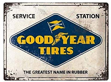 Nostalgic-Art Plaque Vintage Goodyear – Logo White – Idée de Cadeau pour Les Fans de Motos, en métal, Design Retro pour la décoration, 30 x 40 cm