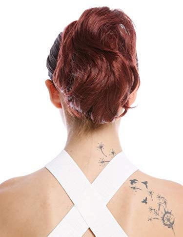 WIG ME UP - 1028-V-35 Haarteil Zopf Pferdeschwanz kurz voluminös wellig Rotbraun 20 cm