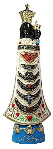 Eurofusioni Handgemalte Madonna von Loreto Statue - Schwarze Madonna - H 35 cm