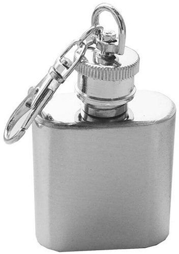 SpirWoRchlan 1oz Mini Pocket Stainless Steel Wine Bottle Whiskey Liquor Hip Flask Screw Cap with Keyring Husband Girlfriend Boyfriend Present Valentine's Day/Mother's Day/Father's Day/Birthday Gifts
