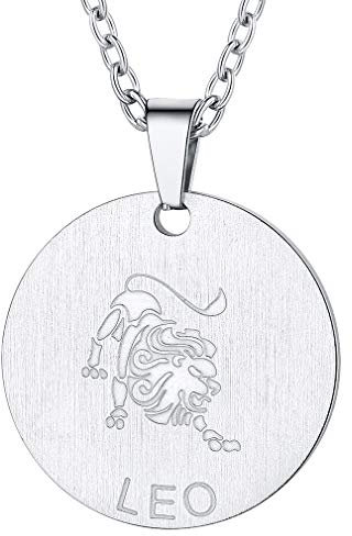 FaithHeart Medaillon Anhänger Löwe Sternzeichen Halskette mit Charm Anhänger Silber für Mädchen und Jungen