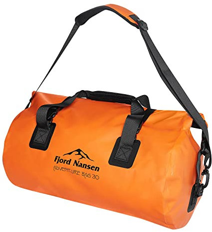 Fjord Nansen Adventure Bag 30 L wasserdichte Tasche Reisetasche für Damen und Herren, Reiserucksack Weekender, Camping & Outdoor-Zubehör, Survival Travel Wandern Urlaub Reisen 49 cm x 29 cm Orange