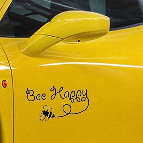 myrockshirt Niedlicher Schriftzug Bee Happy mit Biene ca 25cm Aufkleber Autoaufkleber Profi-Qualität ohne Hintergrund Sticker UV&waschanlagenfest