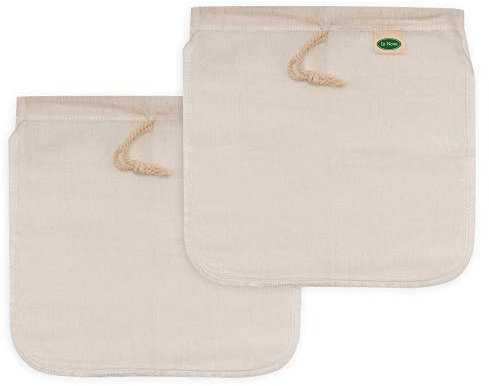 Io Nova ® Nussmilchbeutel 2 Stück, 100% Hanffaser, 30x30cm, feinmaschig, Passiertuch, Filtertuch, Seiher, Tuch, Tücher Set für Mandelmilch, Milchalternativen, Käse, Marmelade, Suppe Obstsaft, Jogurt