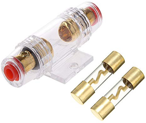 ETOPARS 30A Inline AGU Sicherungshalter Auto Automotive Audio Sicherheit schützen Glasrohr vergoldet Mit 2 Stück 30Amp AGU Sicherung