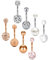 vcmart 8er Bauchnabelpiercing 12mm Set Chirurgenstahl Silber Rosegold Piercing Bauchnabel Zirkonia Diamant
