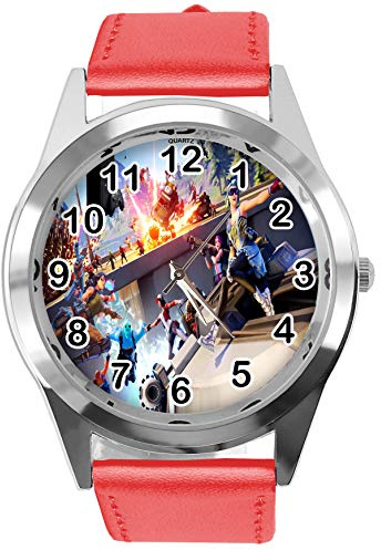Montre ronde en cuir rouge FG4