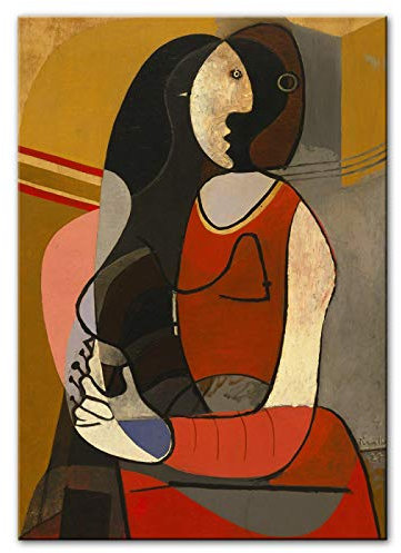 Femme assise Pablo Picasso Reproductions de peintures sur toile Impressions d'art de renommée mondiale Picasso Tableaux abstraits muraux 80x120cm (32x47in) avec cadre