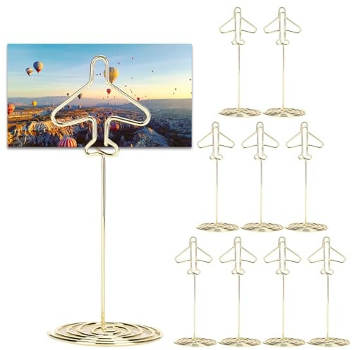 Cyrank 10 Stück Tischkartenhalter Gold, Fotohalter, Tischnummernhalter für Hochzeiten, Kartenaufsteller, Memohalter, Menükartenhalter, Memoclip, Metall Table Number Holder für Restaurant Party
