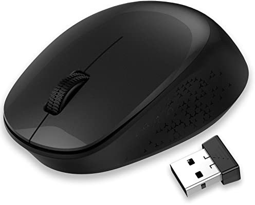 LeadsaiL Maus Kabellos, 2.4G Wireless Maus Leise mit USB Empfänger, 1600 DPI Optical Tracking, 3 Tasten Mäuse, Für Links- und Rechtshänder, Kompatibel mit PC, Mac, Laptop, Windows - Schwarz