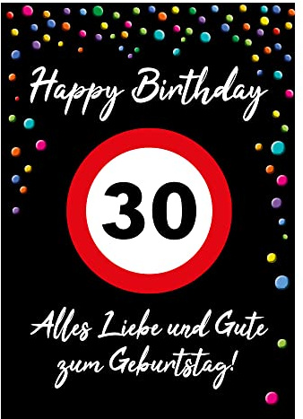 XXL DIN A4 Glückwunsch Karte 30. Geburtstag Konfetti inkl. Umschlag Geburtstagskarte Grußkarte