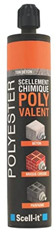 Scell-it Cartouche Mortier Chimique Polyvalent de 300 Ml Gris