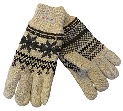 Paradise Damen Finger Handschuh mit Norweger Muster Thinsulate, Farben:camel, Handschuhgröße:L/XL