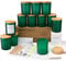 MILIVIXAY Paquete de 12 tarros de cristal verde mate de 7 onzas con tapas y kits de fabricación de velas, tarros vacíos a granel para hacer velas, recipientes de especias y polvo.