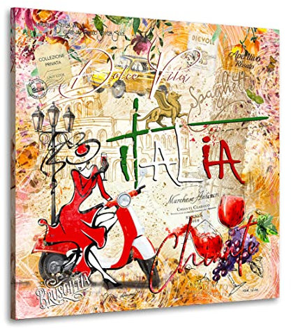 Kunstgestalten24 Leinwandbild Wandbild Italien Dolce Vita Pop Art Modern Kunstdruck Raum- u. Wanddekoration Übergrößen