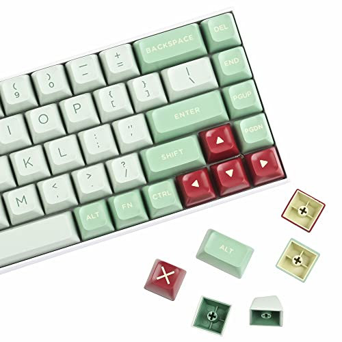Owpkeenthy WHYSP Red Matcha Keycaps ASA Profile 150 Key ABS Green Keycaps for Mechanical Gaming Keyboard with Key Puller for Cherry MX Switches (Red Matcha)